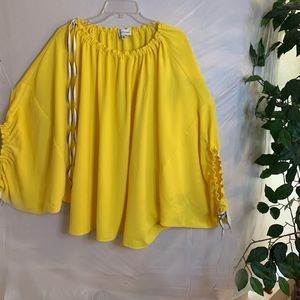 Yellow Off the Shoulder W Winged Sleeve